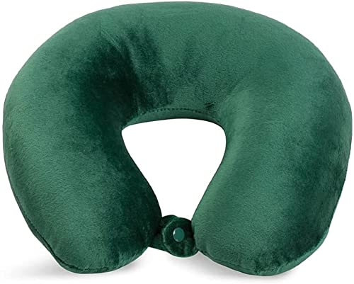Wolf Essentials Adult Cozy Soft Microfiber Neck Pillow for Travel – Compact, Machine Washable - Perfect for Airplane, Car, or Home Use - Filled and Finished in The USA – Green - color: Green, size: Adult (Pack of 1)