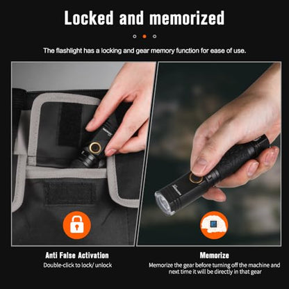 NICRON L71 Rechargeable 1800 Lumens Flashlight with L74mini EDC Flashlight