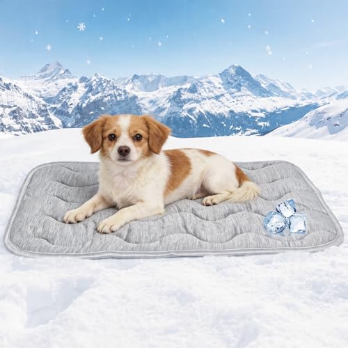 Dog Cooling Mat Self Cool Pad for Dogs and Cats, Washable Portable Pet Sleeping Pad for Summer Size 27.6" x 19.7" - color: Grey, size: Medium
