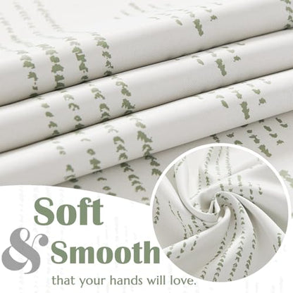 jinchan 95% Blackout Boho Kitchen Curtains 36 Inches Cafe Tier Curtains Bohemian Small Drapes for Bedroom RV Basement Half Window Room Darkening Thermal Insulated 2 Panels Geen on Beige - color: 95% Blackout | Green on Beige, size: 25"W x 36"L (Pack of 2)