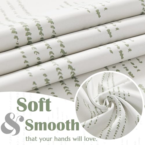 jinchan 95% Blackout Boho Kitchen Curtains 24 Inches Cafe Tier Curtains Bohemian Small Drapes for Bedroom RV Basement Half Window Room Darkening Thermal Insulated 2 Panels Geen on Beige - color: 95% Blackout | Green on Beige, size: 25"W x 24"L (Pack of 2)