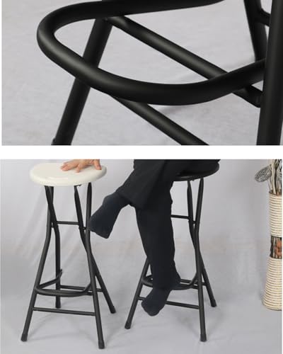 28 inch Black Bar Stool,Portable Stool for Adults Foldable Stools | with Handle,Collapsible Heart-Shaped Folding Counter Height Stools Chair for Camping Kitchen,Loads 250 Lbs,1 Pack