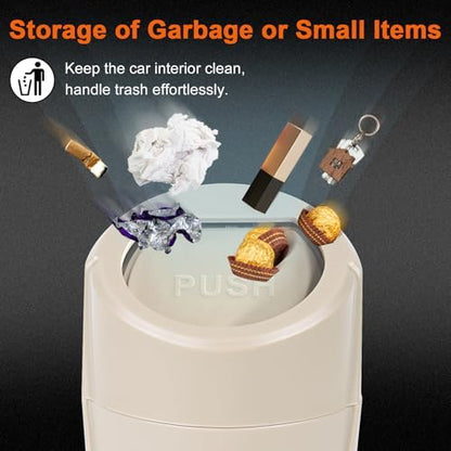 Car Trash Can, 2 Packs Mini Car Garbage Can Cup Holder with Lid | Leakproof Car Trash Bin with 60 Trash Bags, Vehicle Front Back Seat Organizers and Storage for Car, Home, Office, Beige - color: Beige