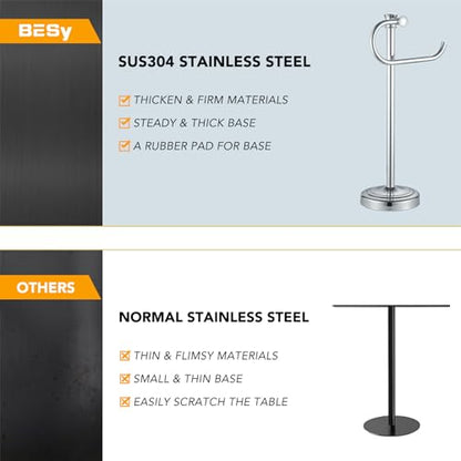 BESy 17 Inch Polished Chrome Stand Towel Bar Hanger Hand Towel Bar Bathroom Vanity Countertop Towel Holder Free Standing Stainless Steel Towel Ring Hardware Accessories Towel Rack - color: Polished Chrome
