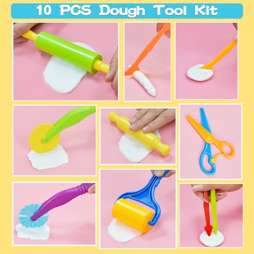 LCY WEDSHI Dough Tool Set, 15 Pcs Dough Tools Sets for Kids Ages 4-8, Dough Accessories Includes Cutters Roller, Rolling Pins, Safety Scissors, Plastic Knife - style: 15pcs