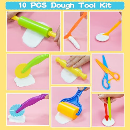LCY WEDSHI Dough Tool Set, 15 Pcs Dough Tools Sets for Kids Ages 4-8, Dough Accessories Includes Cutters Roller, Rolling Pins, Safety Scissors, Plastic Knife - style: 15pcs