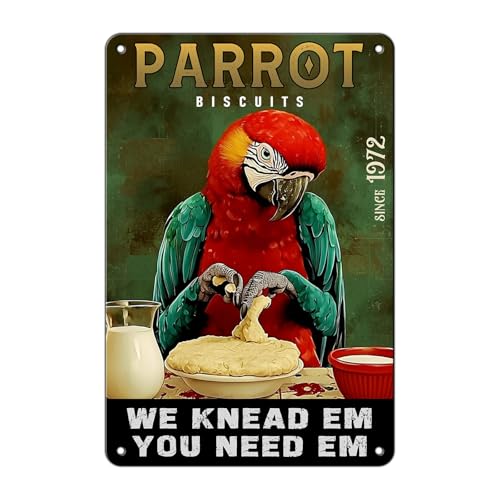 Parrot We Knead Em You Need Em Rustic Wall Decor Vintage Metal Sign Tin Plaque Retro Kitchen Art 12 * 8in - color: Vintage Metal Sign 04, size: 20X30cm(12*8in)