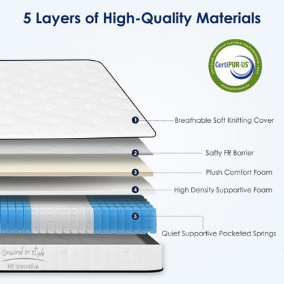 10 Inch King Mattress, King Size Mattress in a Box, Modern New Memory Foam Hybrid Mattresses, Pillow Top Bed Matress with Breathable Comfortable for Sleep, RV Medium Firm for Lumbar - size: King