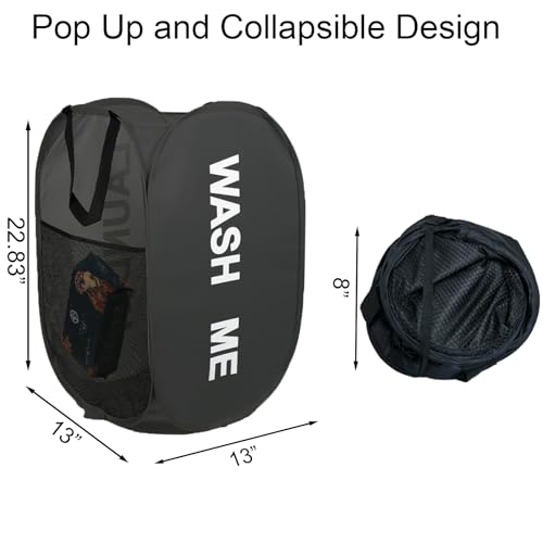 Collapsible Laundry Basket Foldable Laundry Hamper Pop Up Basket Dirty Clothes Hamper for College Dorm, Travel, Cruise, Hotel, Black - color: Black