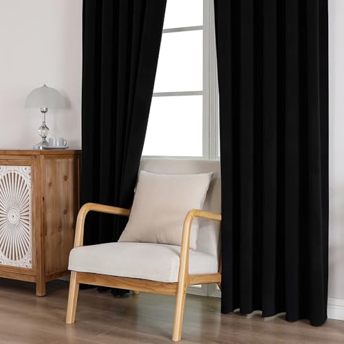 CUCRAF Black Velvet 100% Blackout Curtains 72 inches Long, Thermal Insulated, Noise Reducing Rod Pocket Luxury Drapes for Bedroom Living Room(52x72 inches, 2 Panels) - color: Black, size: 52"W x 72"L (Pack of 2)