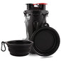 Dog Travel Water Bottle Collapsible Bowls, 2 in 1 Pet Food Container with Collapse Bowls, Outdoor Portable Water Bowls for Walking, Traveling, Camping and Hiking (Black) - color: Black