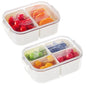 LUXEAR Small Snack Box Container 2 Pack, Dishwasher Safe&Freezer Safe Leak-Proof 4 Compartment Serving Tray with Lid, BPA-Free Divided Lunch Tray for Fruits, Candy, Charcuterie, Travel & Meal Prep | Portable Mini Snack Container with Lid, Clear Divided Tr