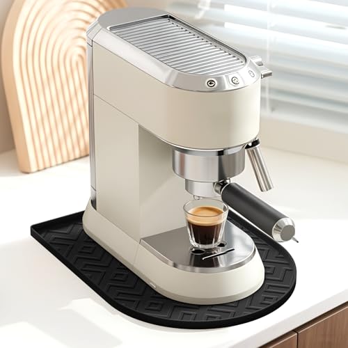 Silicone Coffee Mat,15.8"x 11.8"in Bar Mat for Countertop,Heat-Resistant,Non-Slip,Leak-Proof,Fit for Coffee Maker/Espresso Machine-Black - color: Black, size: 15.8" x 11.8"