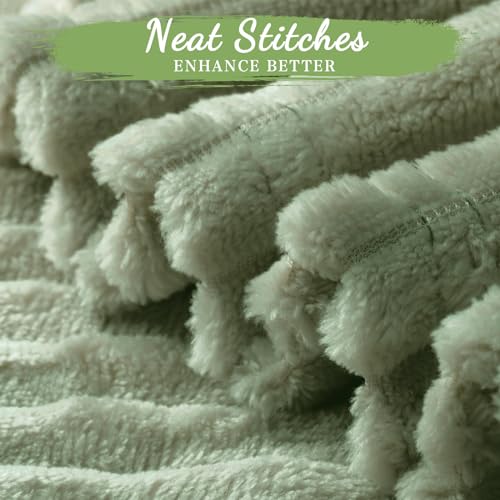 Buryeah 6 Pcs Flannel Throw Blanket Bulk 50 x 60 in Sleepover Blanket Outdoor Wedding Throw Lightweight, Oeko-tex Standard 100 Certified for Sofa Homeless Gifts (Sage Green) - color: Sage Green