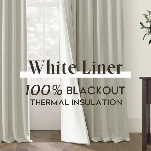 86 Inch Blackout Curtains, Thermal Insulated Linen Drapes for Bedroom Living Room, 52'' W x 86'' L, 2 Panels Set, Greige Beige - color: Greige, size: 52"W x 86"L (Pack of 2)