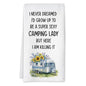 Camping Kitchen Towels 16x24 Waffle Weave, I Never Dreamed I’d Grow Up to Be a Super Sexy Camping Lady Dish Towels, Camp RV Gifts for Women, Gifts for Campers -A03 - color: Camping_03
