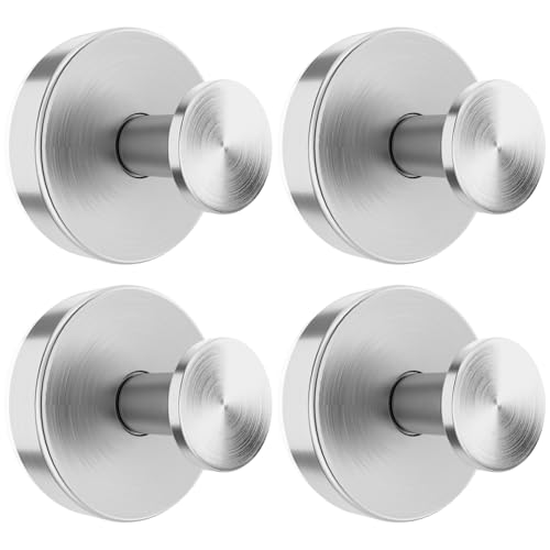 BKV Suction Cup Hooks for Glass Window,Removable Shower Hooks for Inside Shower,Metal Towel Hooks for Bathrooms,4 Pack(Silver) - color: Silver, size: 4 Pack