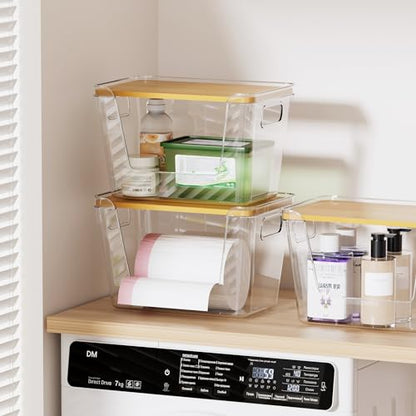 Delamu Acrylic Trash Bag Holder, 2 Pack Stackable Garbage Holder for 4-33 Gallon Bags, Clear Organizer Bins for Under Sink Organization, Pantry Storage, Cabinet, Kitchen, Laundry, Bathroom - size: XL-2 Pack