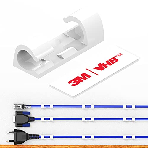 Cable Clips with Strong Self-Adhesive, XIAOXI Cord Organizer Cable Management Organizing Cords Wire for Car, Home and Office - 20 Pcs (White) - color: White