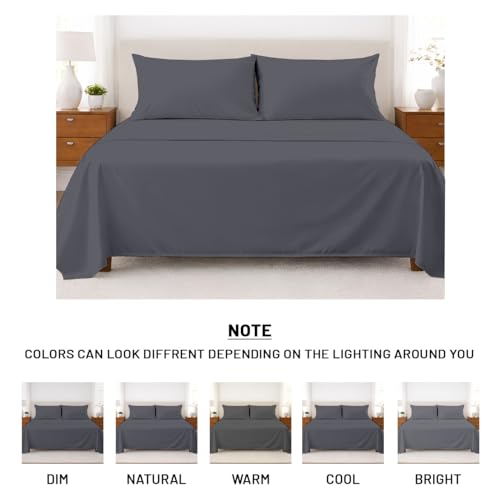 SGI bedding 100% Egyptian Cotton Sheets King Size – Cooling Sheets, Soft Breathable Dark Grey Bedding, Luxury Bedding, Luxury Hotel Sheet Set, Deep Pocket 16", 4 Piece Set - color: 03 - Dark Grey, size: King