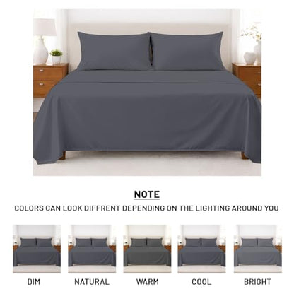 SGI bedding 100% Egyptian Cotton Sheets Queen Size – Cooling Sheets, Soft Breathable Dark Grey Bedding, Luxury Bedding, Luxury Hotel Sheet Set, Deep Pocket 16", 4 Piece Set - color: 03 - Dark Grey, size: Queen