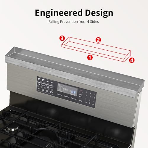 Mount Walker 30" Upgrade Stainless Steel Stove Top Shelf, Magnetic Shelf for Kitchen, Over The Stove Spice Rack Organizer, Back of Oven Rack with Border All Around, Silver - color: Silver