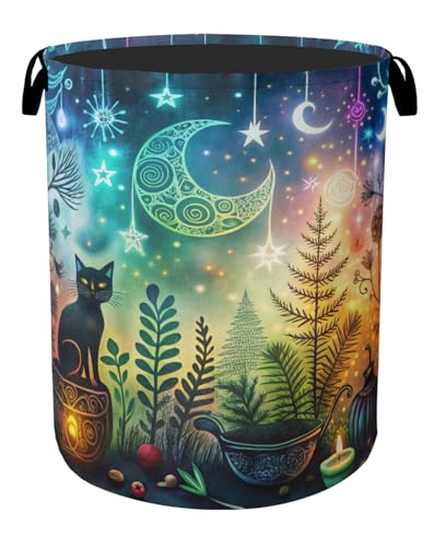 Gothic Black Cat Halloween Laundry Basket - Heavy Duty 60L Dirty Clothes Organizer, Water Resistant Foldable Hamper for Men Women - color: Gothic Black Cat Halloween