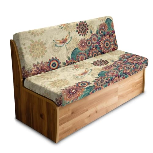 Boho Mandala Dragonfly Pattern 2 PCS RV Dinette Cushion Covers Wear-Resistan Camper Seat Covers Dinette Booth Camper Cushion Slipcover Sofa Slipover for Travel Trailer Couch - color: Boho Mandala Dragonfly