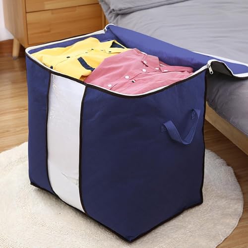 Heavy-Duty Storage Bags with Zipper Waterproof Moving & Travel Storage Organizers Foldable Reinforced Handles for Clothes, Bedding,Blankets Space-Saving