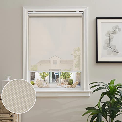 AOSKY Cordless Roller Shades for Windows Light Filtering Shades with 5% Openness Solar Screen Semi Sheer Roller Blinds UV Protection for Office and Home. Easy to Install 25" W x 72" H (Beige) - color: Beige, size: 25"W x 72"H