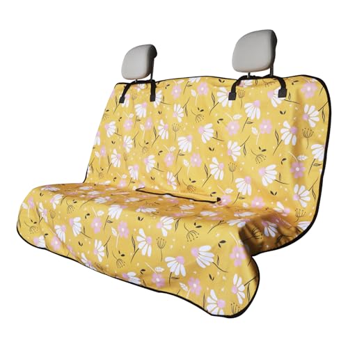 Back Seat Cover for Car Trucks Van SUV Jeep,Waterproof Rear Bench Towel Seat Covers for Dogs and Kids,Automotive Backseat Protector (Chamomile and Yellow) - color: Chamomile and Yellow, size: Rear Bench Seat Towel
