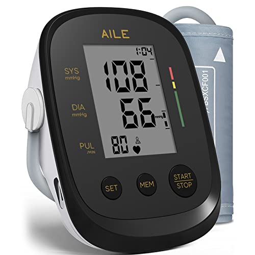 Blood Pressure Monitor,Aile Blood Pressure Machine Upper Arm Large Cuff(8.7"-16.5" Adjustable),Automatic high Blood Pressure Cuff for Home use (Black) - color: Black