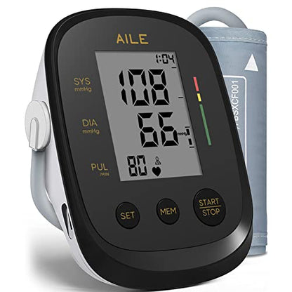 Blood Pressure Monitor,Aile Blood Pressure Machine Upper Arm Large Cuff(8.7"-16.5" Adjustable),Automatic high Blood Pressure Cuff for Home use (Black) - color: Black