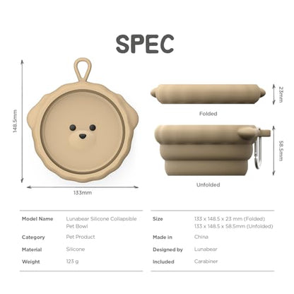 Silicone Collapsible Dog Bowl for Travel,Premium Food-Grade Silicone, Portable Water Bowl for Dogs Cats, Foldable Food Water Bowl, Walking, Carabiner, BPA Free, Dishwasher Safe (Brown) - color: Brown