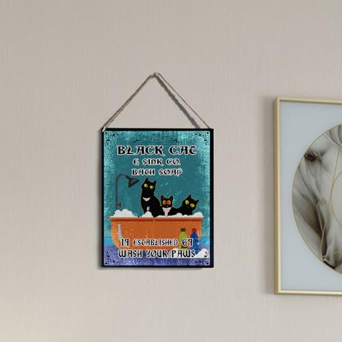 wall-pediments MP 467 Black Cat & Sink Co. Bath Soap 1969 3-Cat Plaque, 6.7 x 10 Inches Retro Cat Bathroom Decor - color: Generic 9952