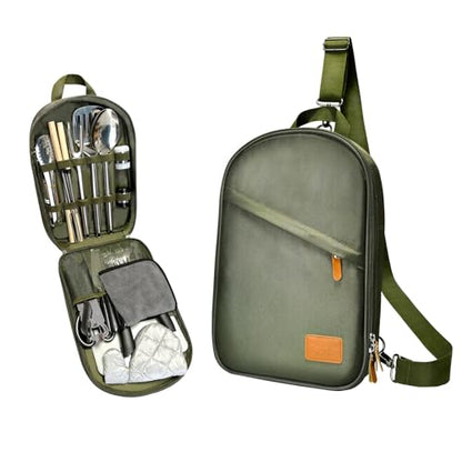 Camping Cooking Utensils Set - Camping Utensil Set Car Camping Cooking Essentials Gear for Camp Kitchen Cooking and Grilling, Stainless Steel & Silicone Ideal Gift for RV Tent Camper - color: Green-31Pcs