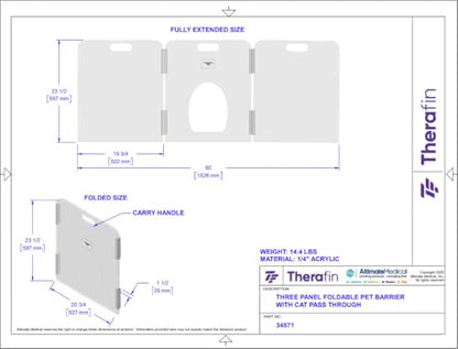 Pet Barrier (3-Panel (Cat Pass Through)) - size: 3-Panel (Cat Pass Through)