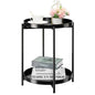 danpinera 2-Tier Round Side Table, Metal End Table with Removable Tray, Small Outdoor Table Accent Table, Anti-Rust Black Nightstand for Bedroom Balcony Patio (Black) - color: Black