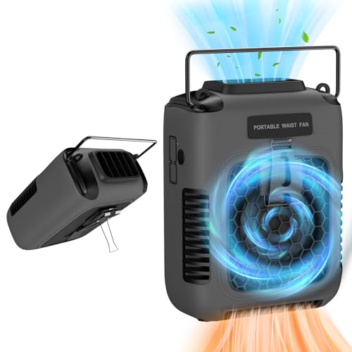 Portable Personal Fan Shirt Fan Rechargeable 8000mAh, Body Fans with 3 Speeds Faster Cooling & LED Light, Clip on Fans 30H Hands-Free Keeping Cool Outside While Camping Working in Summer Hot Weather