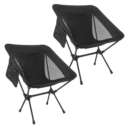 NewDoar 2 Pac Camping Chairs 2 Pack, Collapsible Portable Compact Chair, with Carrying Bag Lightweight Small Folding Chair, for Hiking & Beach & Fishing Lawn Concert - color: Black 2pack