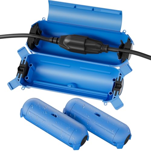 Flemoon [3 Pack] Outdoor Extension Cord Cover, IPX4 Waterproof Box and Safety Housing Case, Ideal to Protect Outdoor Plugs, Electrical Connections, Holiday Decoration Lights, Size Small, Blue - color: Blue, size: Small Box: 5.3" L x 2" W x 2" H