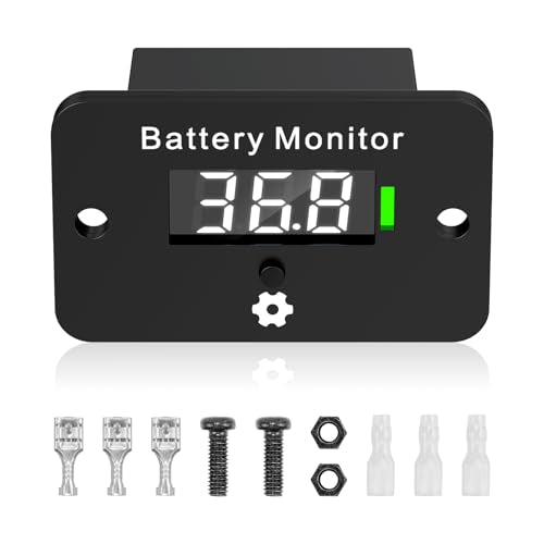 BM280 Battery Meter with Voltage & Level Display, Supports 12V 24V 36V 48V 60V 72V Lead-Acid & Lithium Battery, Monitor Gauge for Golf Cart EZGO Club Car and Most Vehicles - color: Black-B