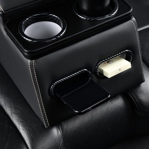 Coverado Car Center Console, Universal Rear Bench Seat Consoles, Truck Seat Organizer and Storage, Back Seat Car Organizer with Cup Holder, Central Armrest Box (Regular, Black) - color: Black, style: Regular