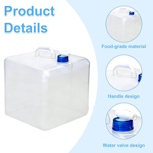 2 Pack 5.3 Gallon Collapsible Water Container with Spigot, BPA-Free Food Safe Water Storage Jug, Portable Foldable Canteen for Outdoor Camping Hiking Emergency Home Use Canteen