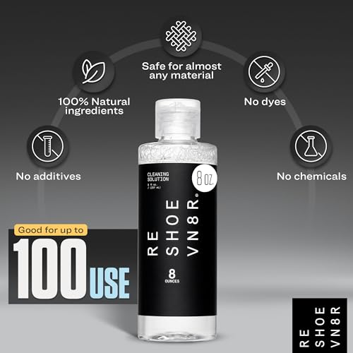 RESHOEVN8R Shoe Cleaning Solution - Sneaker Cleaner & Shoe Care for Canvas, Leather, Mesh, Suede, White, & Nubuck Shoes - style: 8 Oz