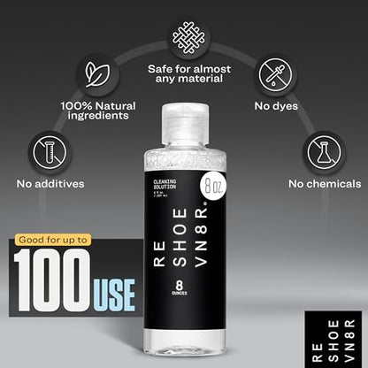 RESHOEVN8R Shoe Cleaning Solution - Sneaker Cleaner & Shoe Care for Canvas, Leather, Mesh, Suede, White, & Nubuck Shoes - style: 8 Oz