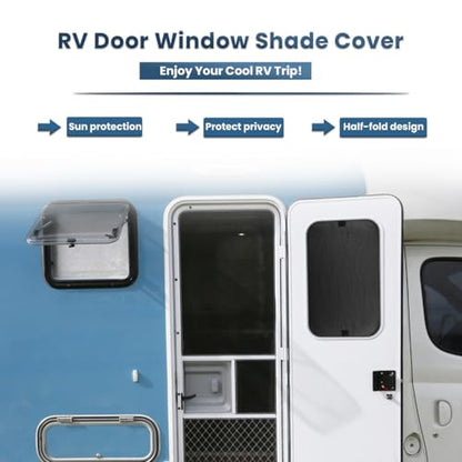 RV Door Window Shade Cover, Sun Blackout Fabric for Camper Privacy Entrance (16 x 25 inch) - color: Black