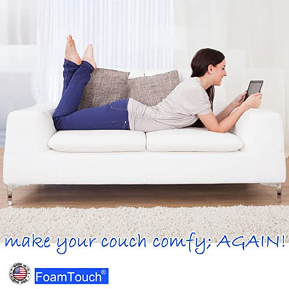 FoamTouch Upholstery Foam Cushion High Density 2 Height x 24 Width x 84 Length Made in USA, White - size: 2" x 24" x 84"