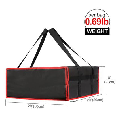Bodaon Insulated Pizza Delivery Bag, 20" x 20" x 8" Pizza Warmer Bags for Carry Hot, Insulated Food Delivery Bag, Insulated Grocery Bags, Black with Red Edge, 1-Pack - color: Black-red Edge, size: 20" x 20" x 8"