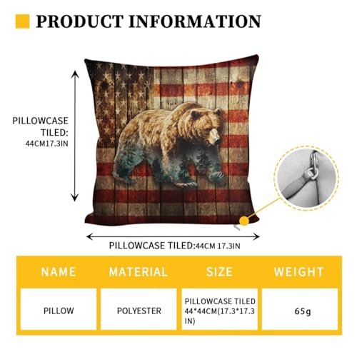 Bear American Flag Print RV Dinette Cushion Covers Wear-Resistan Camper Seat Covers Dinette Booth with Pillowcase, RV Couch Protector Include 1 Backrest Cover and 1 Bench Cover - color: Bear American Flag